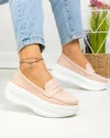 Pantofi casual dama piele naturala roz cu talpa alba groasa F002-295 4