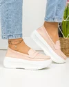 Pantofi casual dama piele naturala roz cu talpa alba groasa F002-295 3