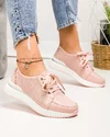 Pantofi casual dama piele naturala roz cu talpa alba perforati in lateral T-5951 3