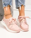 Pantofi casual dama piele naturala roz cu talpa alba perforati in lateral T-5951 4