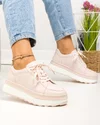 Pantofi casual dama piele naturala roz cu talpa alba si varf rotund F001-777 3