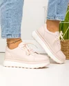 Pantofi casual dama piele naturala roz cu talpa alba si varf rotund F001-777 2
