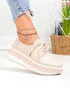 Pantofi casual dama piele naturala roz cu talpa groasa T6055 4