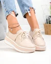Pantofi casual dama piele naturala roz cu talpa groasa T6055 5