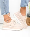 Pantofi casual dama piele naturala roz cu talpa groasa T6055 1