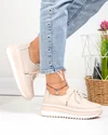 Pantofi casual dama piele naturala roz cu talpa groasa T6055 6