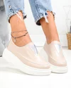 Pantofi casual dama piele naturala roz cu talpa groasa T6060 5