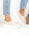 Pantofi casual dama piele naturala roz cu talpa groasa T6060 1