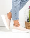 Pantofi casual dama piele naturala roz cu talpa groasa T6060 6