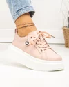 Pantofi casual dama piele naturala roz deschis cu talpa groasa T-5807 3