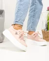 Pantofi casual dama piele naturala roz deschis cu talpa groasa T-5807 5