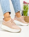 Pantofi casual dama piele naturala roz inchis cu sectiuni sidefate rose F002-290 3