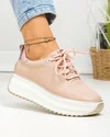 Pantofi casual dama piele naturala roz inchis cu sectiuni sidefate rose F002-290 1