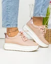 Pantofi casual dama piele naturala roz inchis cu sectiuni sidefate rose F002-290 2