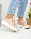 Pantofi casual dama piele naturala roz inchis cu sectiuni sidefate rose F002-290 5