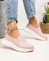 Pantofi casual dama piele naturala roz perforati cu insertii elastice si inchidere slip-on JY3921 2