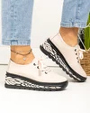 Pantofi casual dama piele naturala roz pudra cu negru si inchidere sireturi JY5096 1