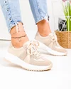 Pantofi casual dama piele naturala si piele intoarsa bej T-8077 2