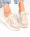 Pantofi casual dama piele naturala si piele intoarsa bej T-8077 3