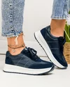 Pantofi casual dama piele naturala si piele naturala intoarsa bleumarin cu inchidere sireturi JY5290 1
