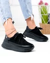 Pantofi casual dama piele naturala si piele naturala intoarsa negri F001-975 2
