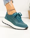 Pantofi casual dama piele naturala si piele naturala intoarsa verzi cu inchidere sireturi F001-751 2