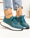 Pantofi casual dama piele naturala si piele naturala intoarsa verzi cu inchidere sireturi F001-751 3