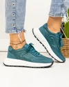 Pantofi casual dama piele naturala si piele naturala intoarsa verzi cu inchidere sireturi F001-751 4