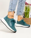 Pantofi casual dama piele naturala si piele naturala intoarsa verzi cu inchidere sireturi F001-751 5