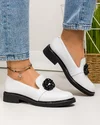 Pantofi casual dama piele naturala sidefata albi cu accesoriu si inchidere slip-on PC823-2 4