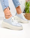 Pantofi casual dama piele naturala sidefata argintii F002-426B 2