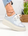 Pantofi casual dama piele naturala sidefata argintii F002-426B 4
