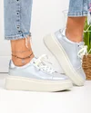 Pantofi casual dama piele naturala sidefata argintii F002-426B 3