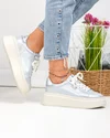 Pantofi casual dama piele naturala sidefata argintii F002-426B 6