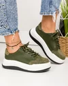 Pantofi casual dama piele naturala verde inchis si piele naturala intoarsa in varf T-5102 2
