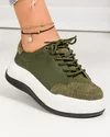 Pantofi casual dama piele naturala verde inchis si piele naturala intoarsa in varf T-5102 3