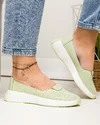 Pantofi casual dama piele naturala verzi perforati cu talpa flexibila si inchidere slip-on F005-003 2