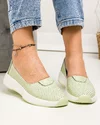 Pantofi casual dama piele naturala verzi perforati cu talpa flexibila si inchidere slip-on F005-003 3