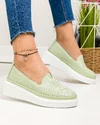 Pantofi casual dama piele naturala verzi perforati JY3872 2