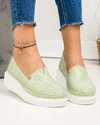 Pantofi casual dama piele naturala verzi perforati JY3872 1