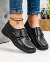 Pantofi Casual Negri Piele Naturala Cu Bareta XH040
