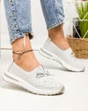 Pantofi casual perforati piele naturala albi cu talpa flexibila si fundita frontala T-5930 1