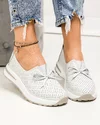 Pantofi casual perforati piele naturala albi cu talpa flexibila si fundita frontala T-5930 3