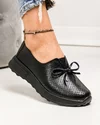 Pantofi casual perforati piele naturala negri cu inchidere slip-on si fundita fontala T-5930 2