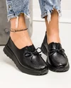 Pantofi casual perforati piele naturala negri cu inchidere slip-on si fundita fontala T-5930 3