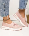 Pantofi casual perforati piele naturala roz cu fundita si inchidere slip-on T-5930 4