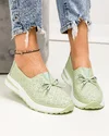 Pantofi casual perforati piele naturala verzi cu inchidere slip-on si talpa flexibila T-5930 3