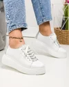 Pantofi casual piele naturala albi cu imprimeu sarpe gri si talpa groasa ASTI213 2