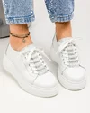 Pantofi casual piele naturala albi cu imprimeu sarpe gri si talpa groasa ASTI213 3