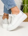 Pantofi casual piele naturala albi cu imprimeu sarpe gri si talpa groasa ASTI213 4